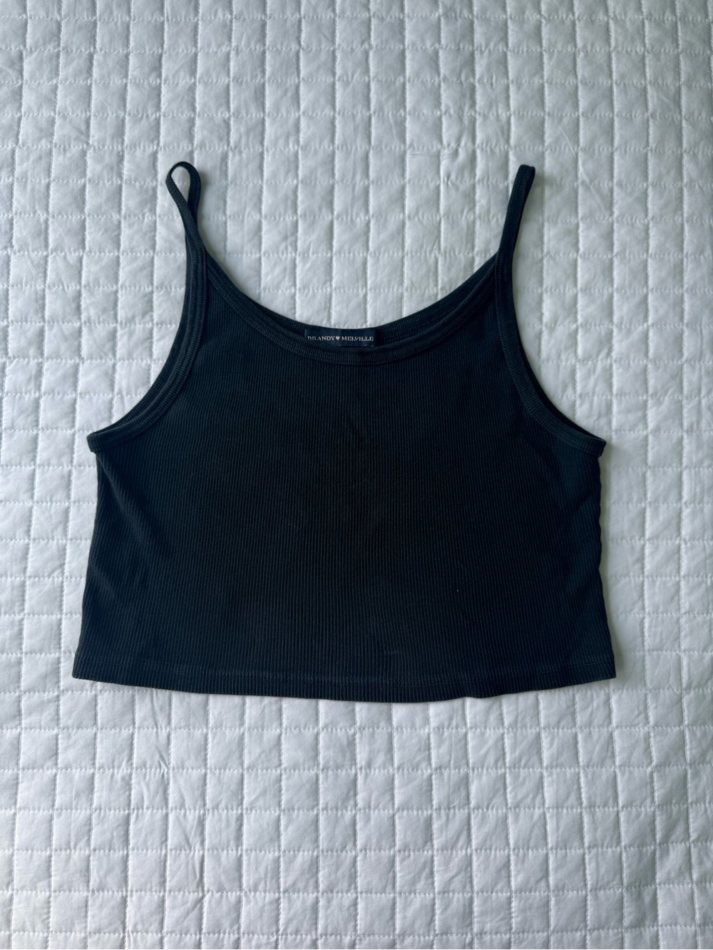 Brandy Melville Black Ribbed Cropped Tank Top
